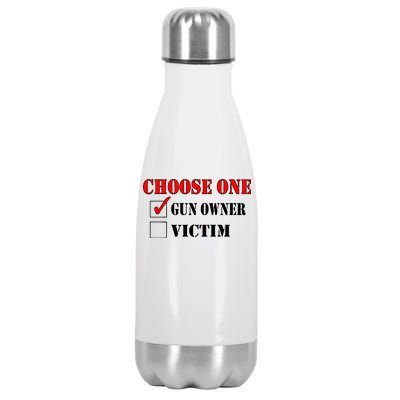 Choose One Gun Owner Victim Stainless Steel Insulated Water Bottle