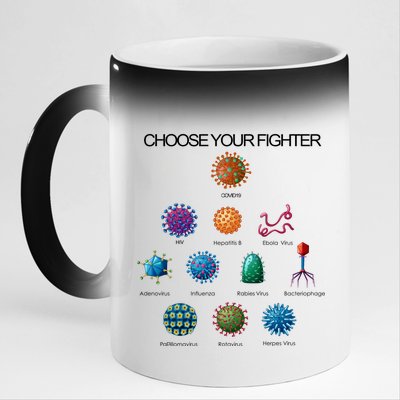 Choose Your Fighter Virus Flu Pandemic 11oz Black Color Changing Mug