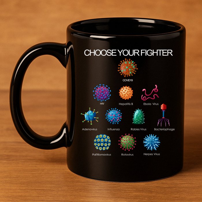 Choose Your Fighter Virus Flu Pandemic 11oz C Handle Ceramic Mug