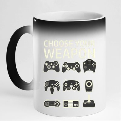 Choose Your Weapon Gaming Controllers Console Gamer Funny 11oz Black Color Changing Mug