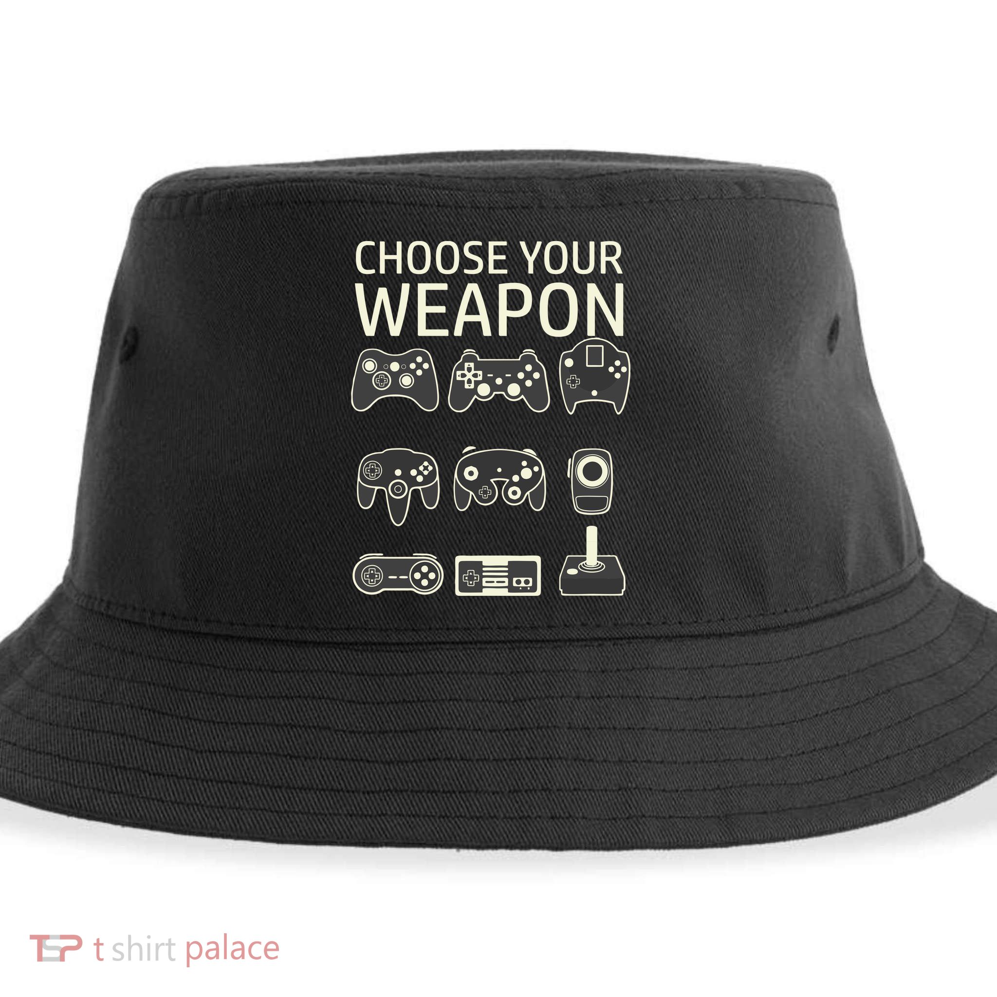 Choose Your Weapon Gaming Controllers Console Gamer Funny Sustainable Bucket Hat