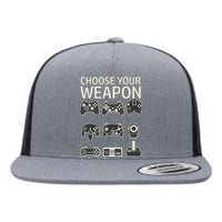 Choose Your Weapon Gaming Controllers Console Gamer Funny Flat Bill Trucker Hat