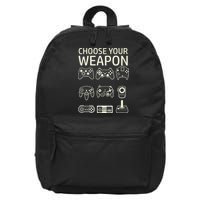 Choose Your Weapon Gaming Controllers Console Gamer Funny 16 in Basic Backpack