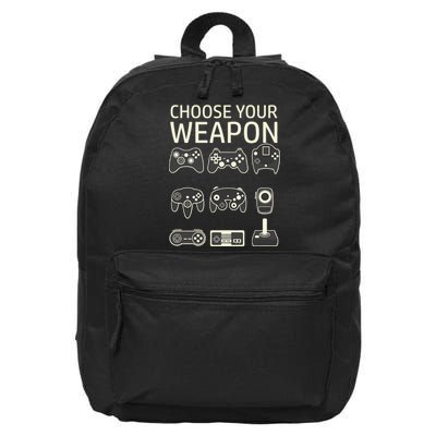 Choose Your Weapon Gaming Controllers Console Gamer Funny 16 in Basic Backpack