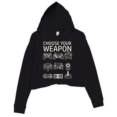 Choose Your Weapon Gaming Controllers Console Gamer Funny Crop Fleece Hoodie