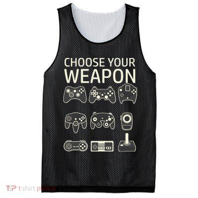 Choose Your Weapon Gaming Controllers Console Gamer Funny Mesh Reversible Basketball Jersey Tank