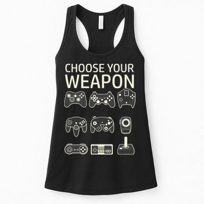 Choose Your Weapon Gaming Controllers Console Gamer Funny Womens Tank Top