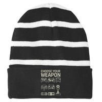 Choose Your Weapon Gaming Controllers Console Gamer Funny Striped Beanie with Solid Band