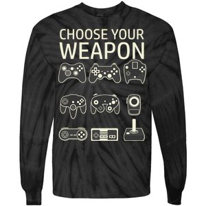 Choose Your Weapon Gaming Controllers Console Gamer Funny Tie-Dye Long Sleeve Shirt