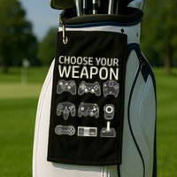 Choose Your Weapon Gaming Controllers Console Gamer Funny Golf Towel