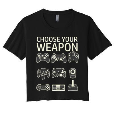 Choose Your Weapon Gaming Controllers Console Gamer Funny Crop Top