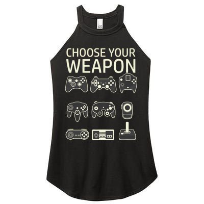 Choose Your Weapon Gaming Controllers Console Gamer Funny Women's Perfect Tri Rocker Tank