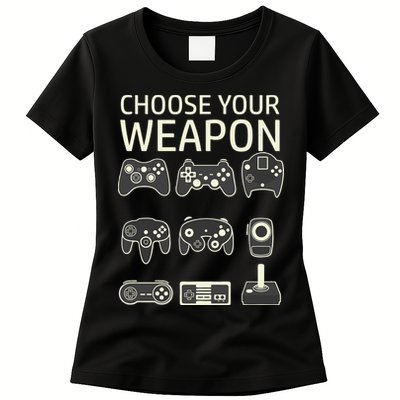 Choose Your Weapon Gaming Controllers Console Gamer Funny Womens T-Shirt