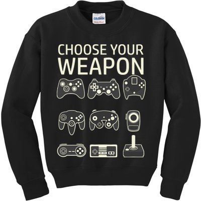 Choose Your Weapon Gaming Controllers Console Gamer Funny Kids Sweatshirt