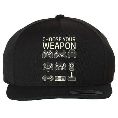 Choose Your Weapon Gaming Controllers Console Gamer Funny Wool Snapback Cap