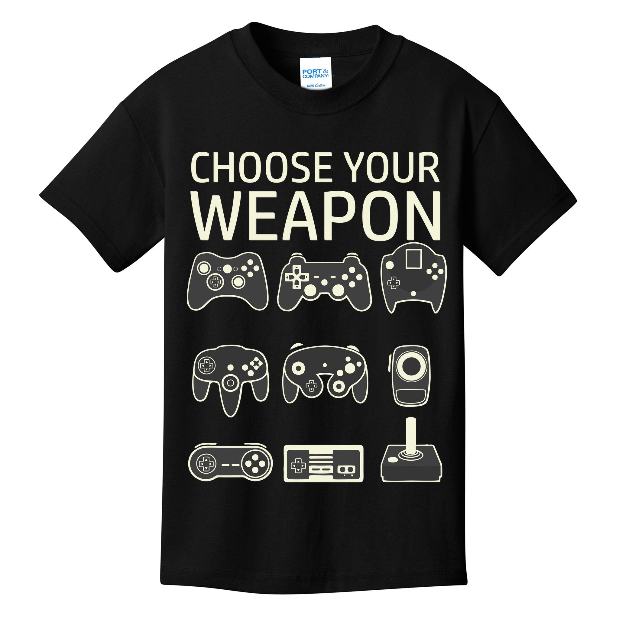 Choose Your Weapon Gaming Controllers Console Gamer Funny Kids T-Shirt
