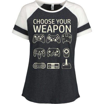 Choose Your Weapon Gaming Controllers Console Gamer Funny Enza Ladies Jersey Colorblock Tee