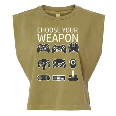 Choose Your Weapon Gaming Controllers Console Gamer Funny Garment-Dyed Women's Muscle Tee