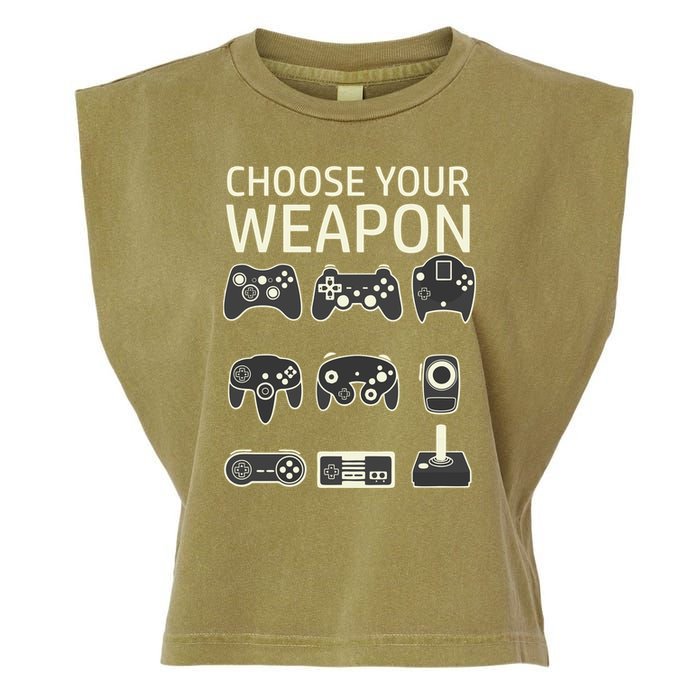 Choose Your Weapon Gaming Controllers Console Gamer Funny Garment-Dyed Women's Muscle Tee