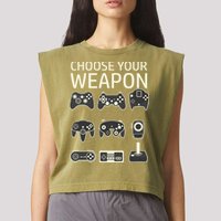Choose Your Weapon Gaming Controllers Console Gamer Funny Garment-Dyed Women's Muscle Tee