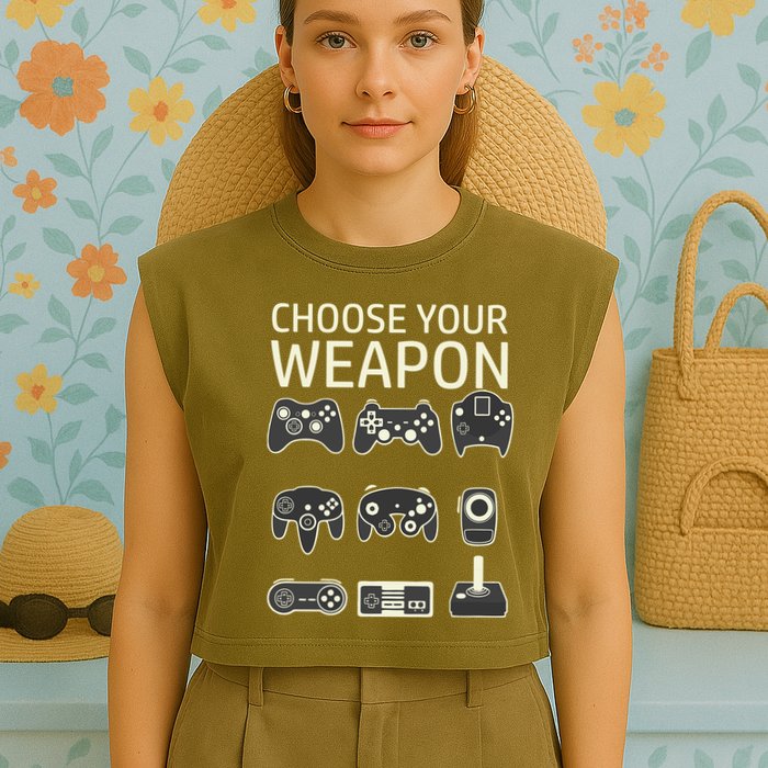 Choose Your Weapon Gaming Controllers Console Gamer Funny Garment-Dyed Women's Muscle Tee