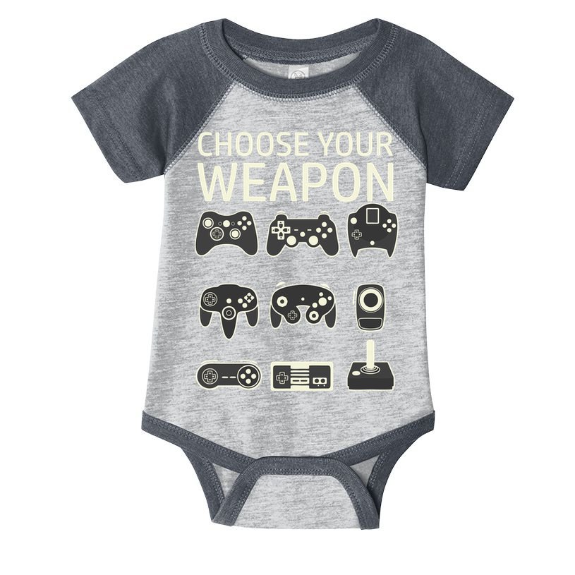 Choose Your Weapon Gaming Controllers Console Gamer Funny Infant Baby Jersey Bodysuit