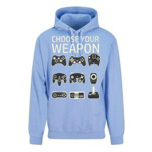 Choose Your Weapon Gaming Controllers Console Gamer Funny Unisex Surf Hoodie