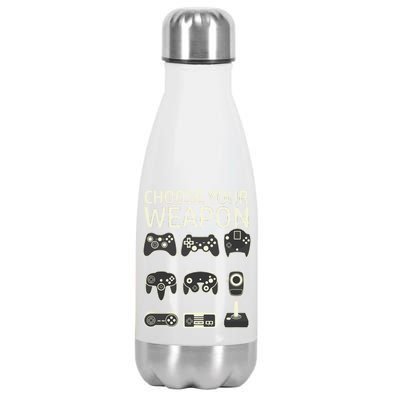 Choose Your Weapon Gaming Controllers Console Gamer Funny Stainless Steel Insulated Water Bottle