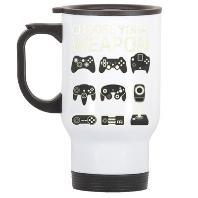 Choose Your Weapon Gaming Controllers Console Gamer Funny Stainless Steel Travel Mug