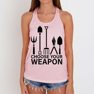 Choose Your Weapons Gardening Tools Women's Knotted Racerback Tank