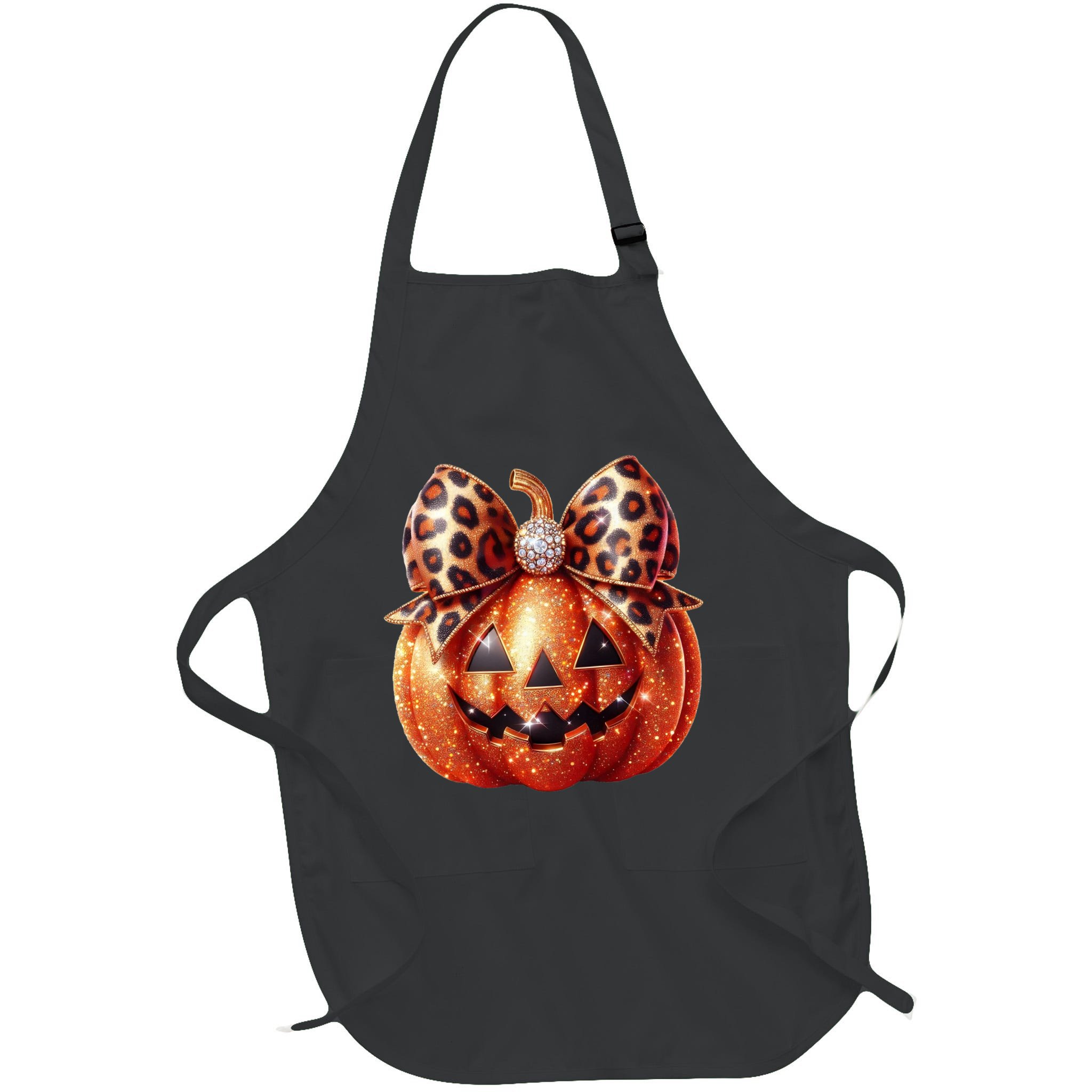 Cute Halloween Pumpkin Leopard Bow Apron