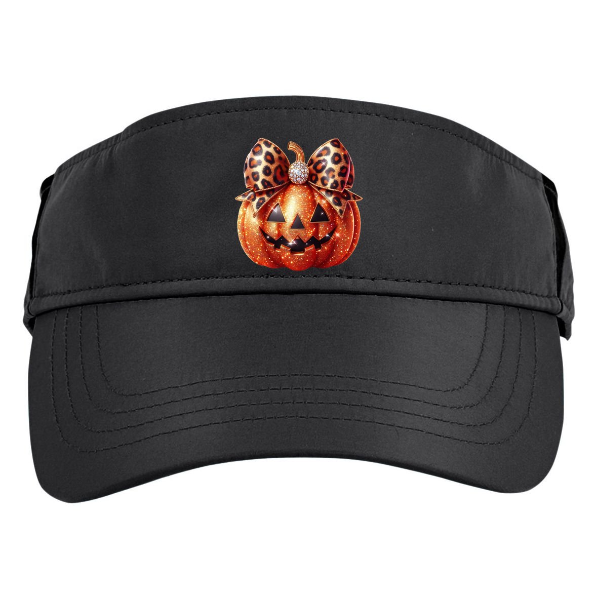 Cute Halloween Pumpkin Leopard Bow Adult Drive Performance Visor