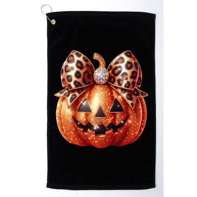 Cute Halloween Pumpkin Leopard Bow Golf Towel