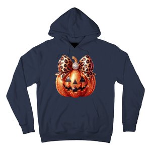 Cute Halloween Pumpkin Leopard Bow Hoodie