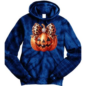 Cute Halloween Pumpkin Leopard Bow Tie Dye Hoodie