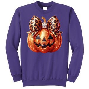 Cute Halloween Pumpkin Leopard Bow Sweatshirt