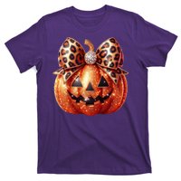 Cute Halloween Pumpkin Leopard Bow T-Shirt