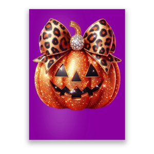 Cute Halloween Pumpkin Leopard Bow Poster