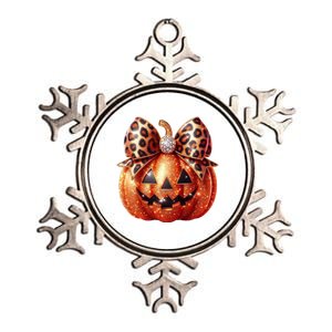 Cute Halloween Pumpkin Leopard Bow Metallic Star Ornament