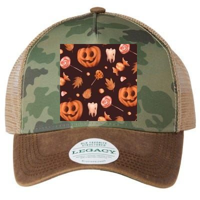 Creepy Halloween Pumpkin Candy Legacy Tie Dye Trucker Hat