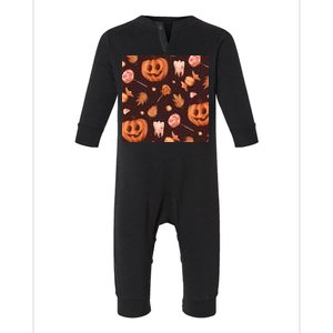 Creepy Halloween Pumpkin Candy Infant Fleece One Piece