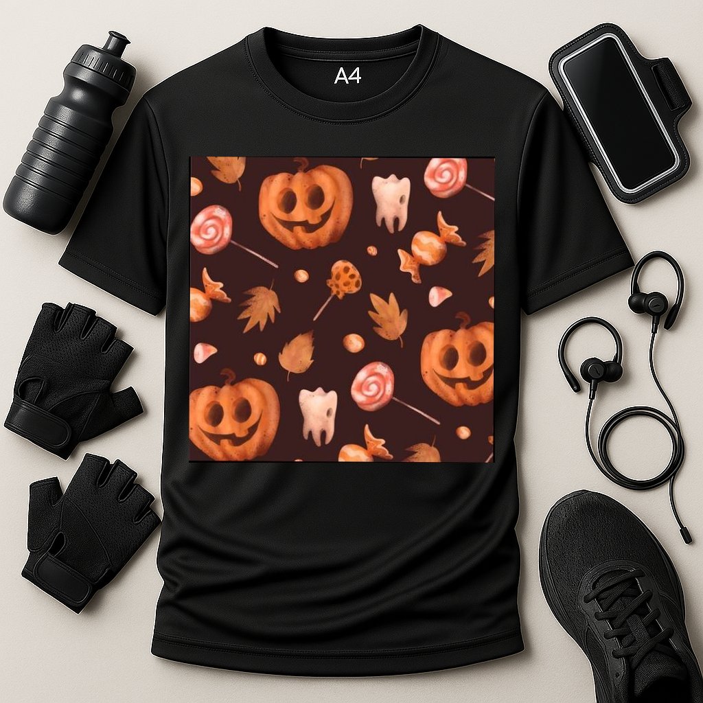 Creepy Halloween Pumpkin Candy Cooling Performance Crew T-Shirt