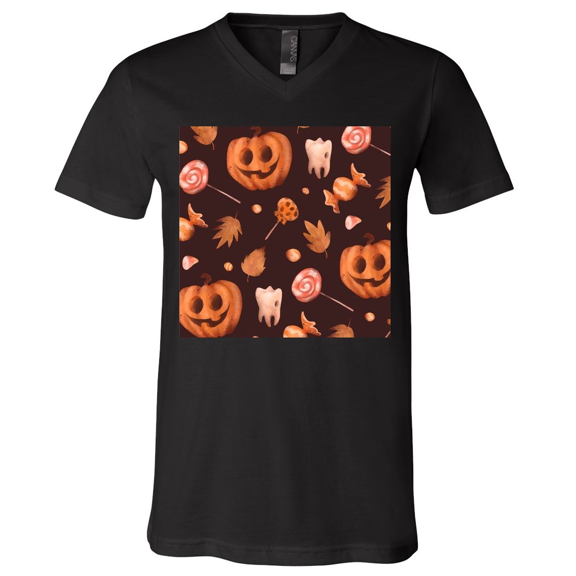 Creepy Halloween Pumpkin Candy V-Neck T-Shirt