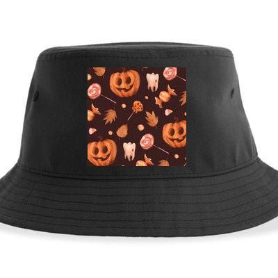Creepy Halloween Pumpkin Candy Sustainable Bucket Hat