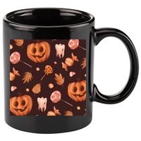Creepy Halloween Pumpkin Candy 11oz C Handle Ceramic Mug
