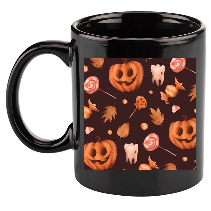 Creepy Halloween Pumpkin Candy 11oz C Handle Ceramic Mug