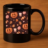 Creepy Halloween Pumpkin Candy 11oz C Handle Ceramic Mug