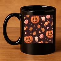 Creepy Halloween Pumpkin Candy 11oz C Handle Ceramic Mug