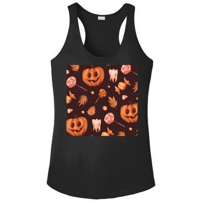 Creepy Halloween Pumpkin Candy Ladies PosiCharge Competitor Racerback Tank