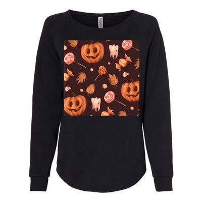 Creepy Halloween Pumpkin Candy Womens California Wash Sweatshirt